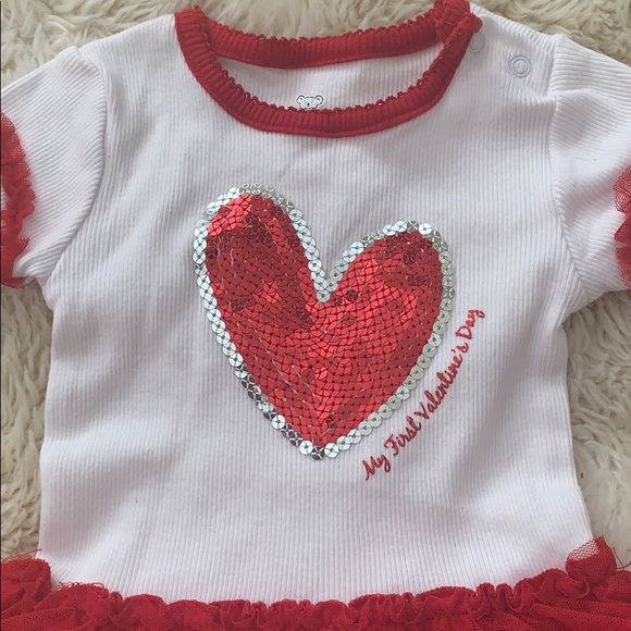 KOALA KIDS Toddler Girl “My first Valentine’s Day” Ruffled Red & White Tutu 18M - Picture 2 of 7